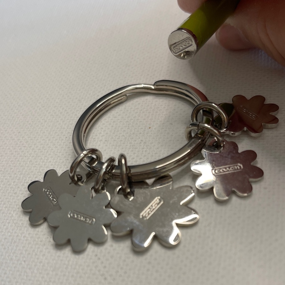 Coach Floral Charm Keychain with Pink and Green Accents and Coach Pen - Picture 5 of 6